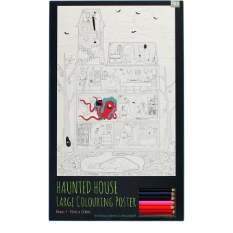 Large colouring poster with pencils - Haunted House