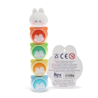 bunny highlighters set with safety info tag