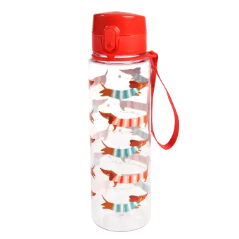 Drinks bottle with push button lid 700ml - Sausage Dog