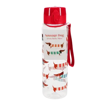 Drinks bottle with push button lid 700ml - Sausage Dog