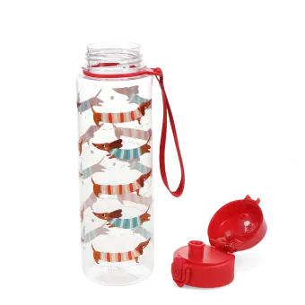 Drinks bottle with push button lid 700ml - Sausage Dog