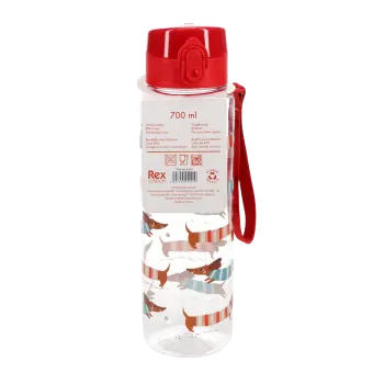 Drinks bottle with push button lid 700ml - Sausage Dog