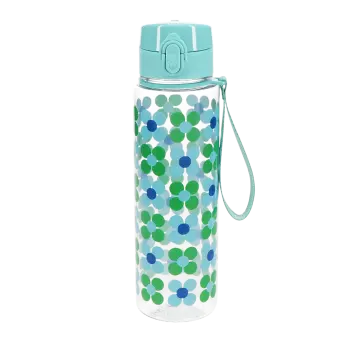 Drinks bottle with push button lid 700ml - Blue and green Daisy