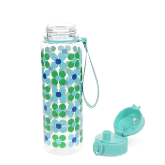 Drinks bottle with push button lid 700ml - Blue and green Daisy