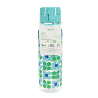 Drinks bottle with push button lid 700ml - Blue and green Daisy