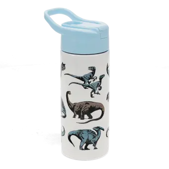Stainless steel bottle with push button lid 500ml - Dinosaur