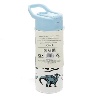 Stainless steel bottle with push button lid 500ml - Dinosaur