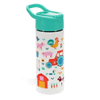 Stainless steel bottle with push button lid 500ml - Farmyard