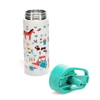 Stainless steel bottle with push button lid 500ml - Farmyard