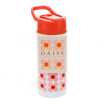 Stainless steel bottle with push button lid 500ml - Pink daisy