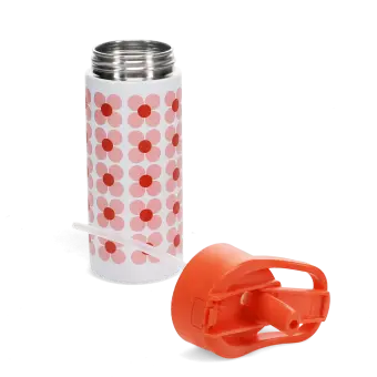 Stainless steel bottle with push button lid 500ml - Pink daisy