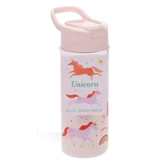 Stainless steel bottle with push button lid 500ml - Unicorn