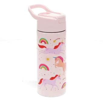 Stainless steel bottle with push button lid 500ml - Unicorn