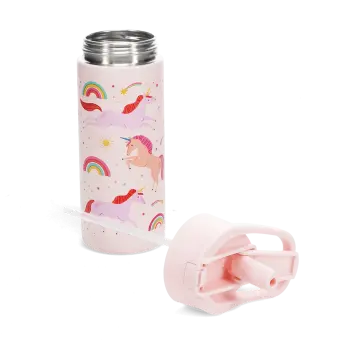 Stainless steel bottle with push button lid 500ml - Unicorn