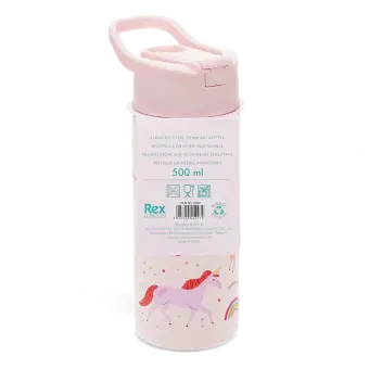 Stainless steel bottle with push button lid 500ml - Unicorn