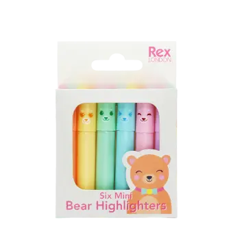 Mini highlighters (set of 6) - Bear