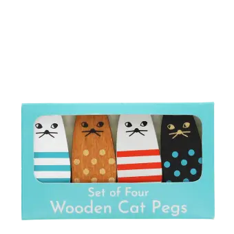 Mini wooden pegs (set of 4) - Cats