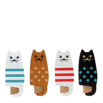 Mini wooden pegs (set of 4) - Cats