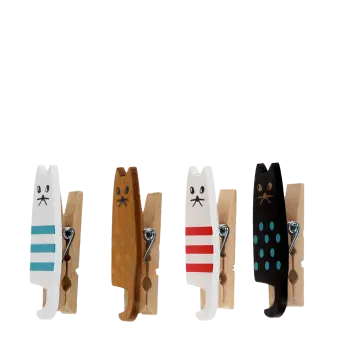 Mini wooden pegs (set of 4) - Cats