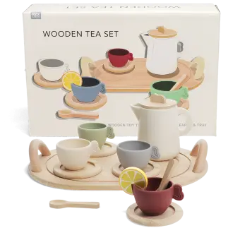 wooden toy tea playset