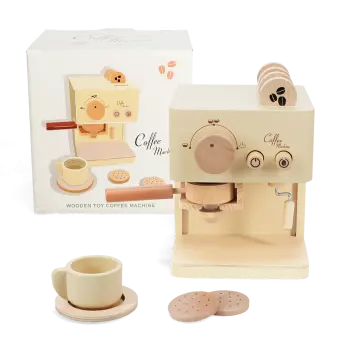 wooden toy coffee machine playset