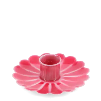 Enamel flat flower candle holder - Vibrant pink