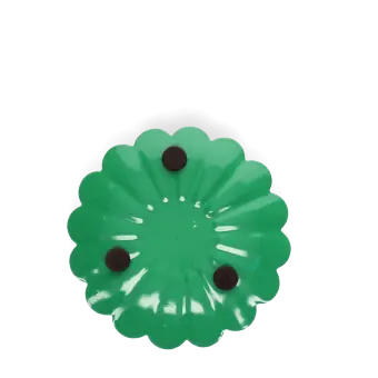 Enamel flat flower candle holder - Dark green