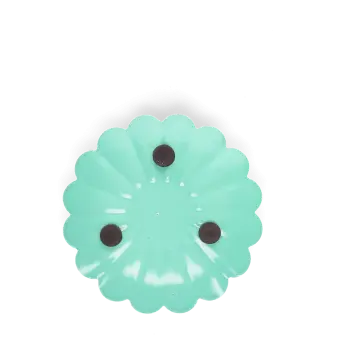 Enamel flat flower candle holder - Aqua