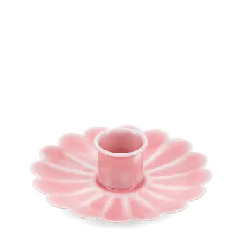 Enamel flat flower candle holder - dark pink
