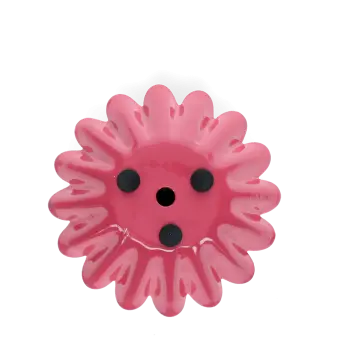 Enamel cupped flower candle holder - Vibrant pink
