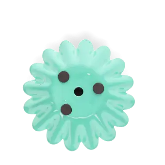 Enamel cupped flower candle holder - Aqua