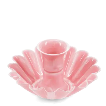 Enamel cupped flower candle holder - Dark pink