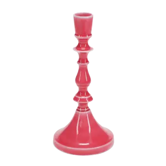 Enamel candlestick (19cm) - vibrant pink