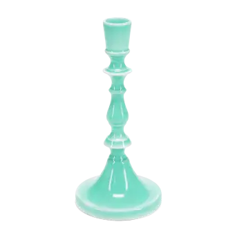 Enamel candlestick (19cm) - aqua