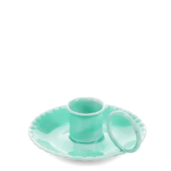 Enamel chamberstick candle holder - Aqua