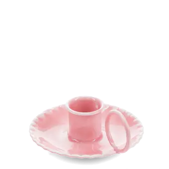 Enamel chamberstick candle holder - Dark pink