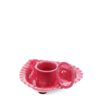 Enamel heart-shaped candle holder - Vibrant pink
