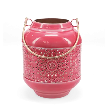 Enamel tealight lantern - Vibrant pink