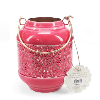 Enamel tealight lantern - Vibrant pink