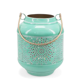 Enamel tealight lantern - aqua