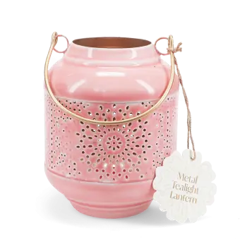 Enamel tealight lantern - dark pink