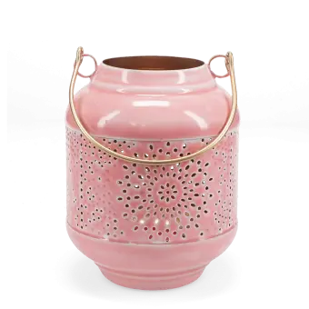 Enamel tealight lantern - dark pink