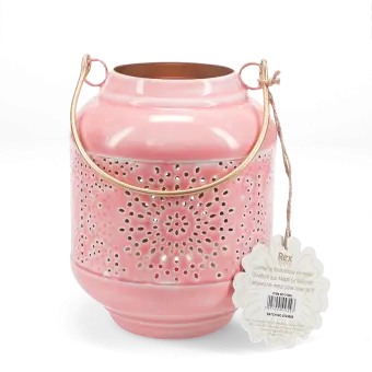Enamel tealight lantern - dark pink