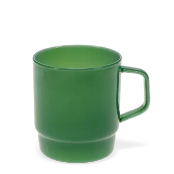 Jade green glass stacking coffee cup