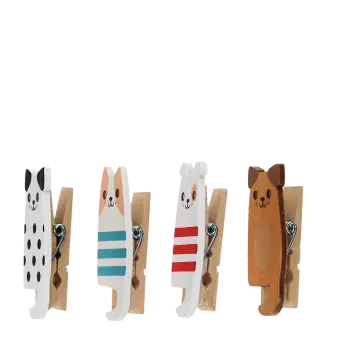 Mini wooden pegs (set of 4) - Dogs