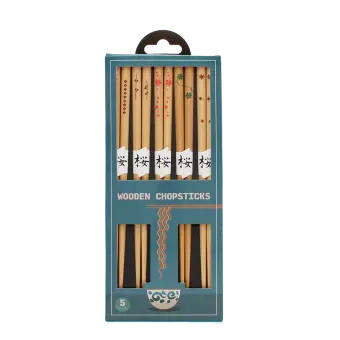 Wooden chopsticks (pack of 5 pairs) - Delicate patterns