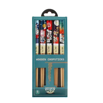 Wooden chopsticks (pack of 5 pairs) - Beckoning cats