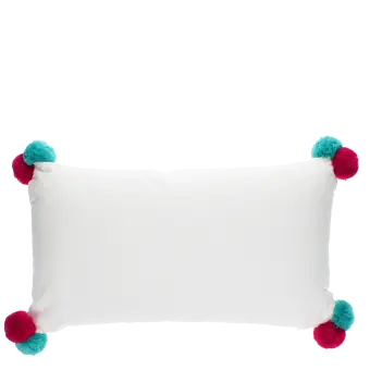 Embroidered cushion with pom poms - Sausage dog