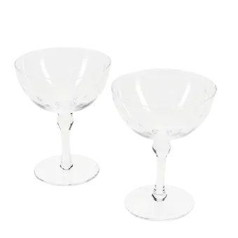 Etched star coupe glasses (set of 2) - Clear