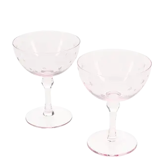 Etched star coupe glasses (set of 2) - Pink